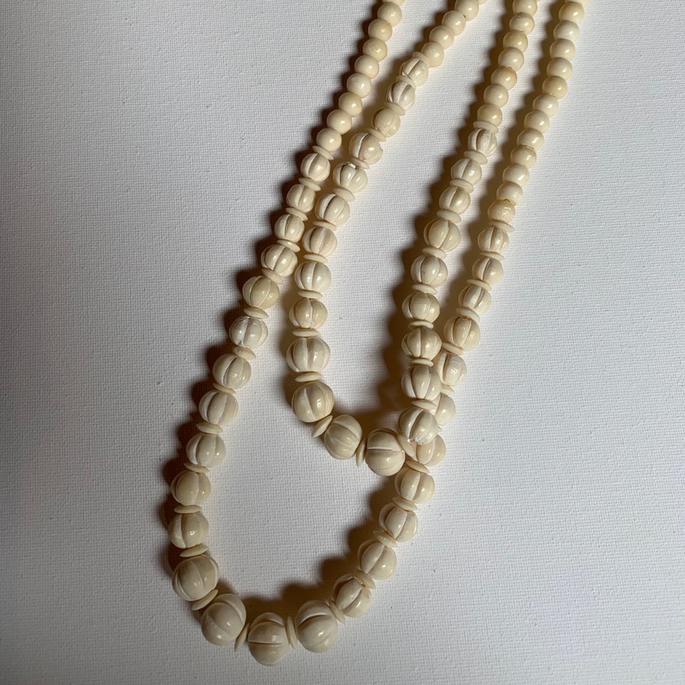 Vintage ivory Bone? Necklace double strand